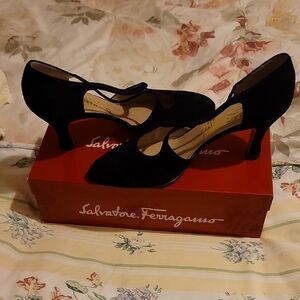 Salvatore Ferragamo Black Suede Heels
